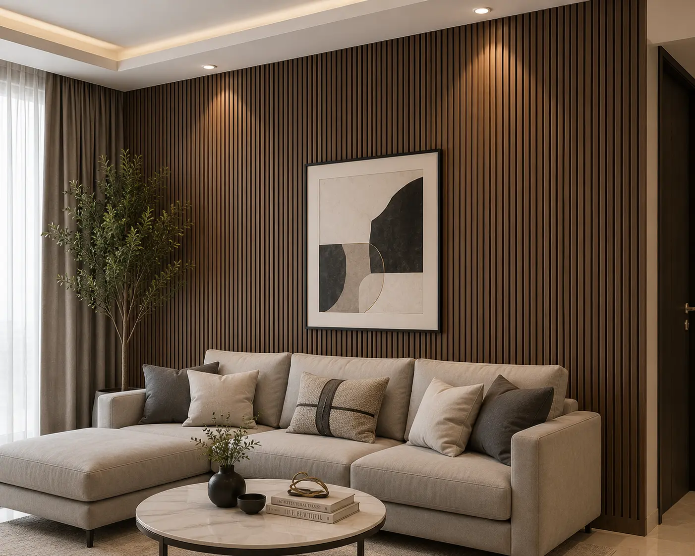 Fluted wood interior finish